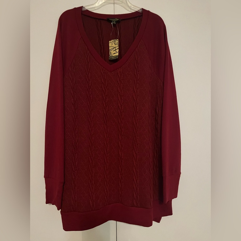 Suzanne Betro Deep Red V-Neck Sweater